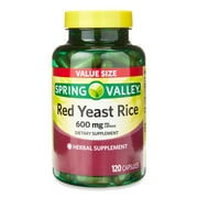 Spring Valley Red Yeast Rice Supplement, 600 mg Capsules, 120 Count
