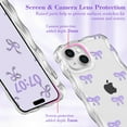 thumbnail image 2 of Case for iPhone 14, Clear Cute Ribbon Bowknot Pattern Aesthetic Transparent Bow Phone Case Curly Wave Edge Case Stylish Slim Soft Durable TPU Protective Cover for Women Girls - Purple, 2 of 18