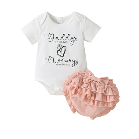 

LAPAKIDS Newborn Baby Girl Outfits Set Daddys Little Girl Mommys Whole World Infant Girl Romper Clothes 9-12 Months