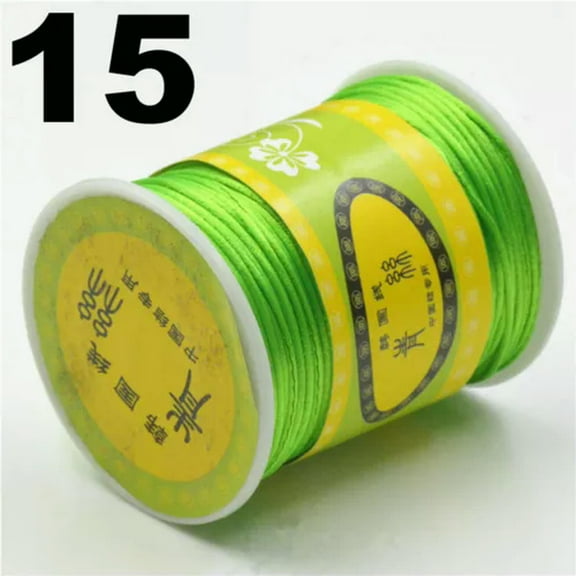U8MO 80 Meter 1.5mm Braided Macrame Satin Silk Cord Chinese Knot Nylon Rattail Thread-15# Light Green