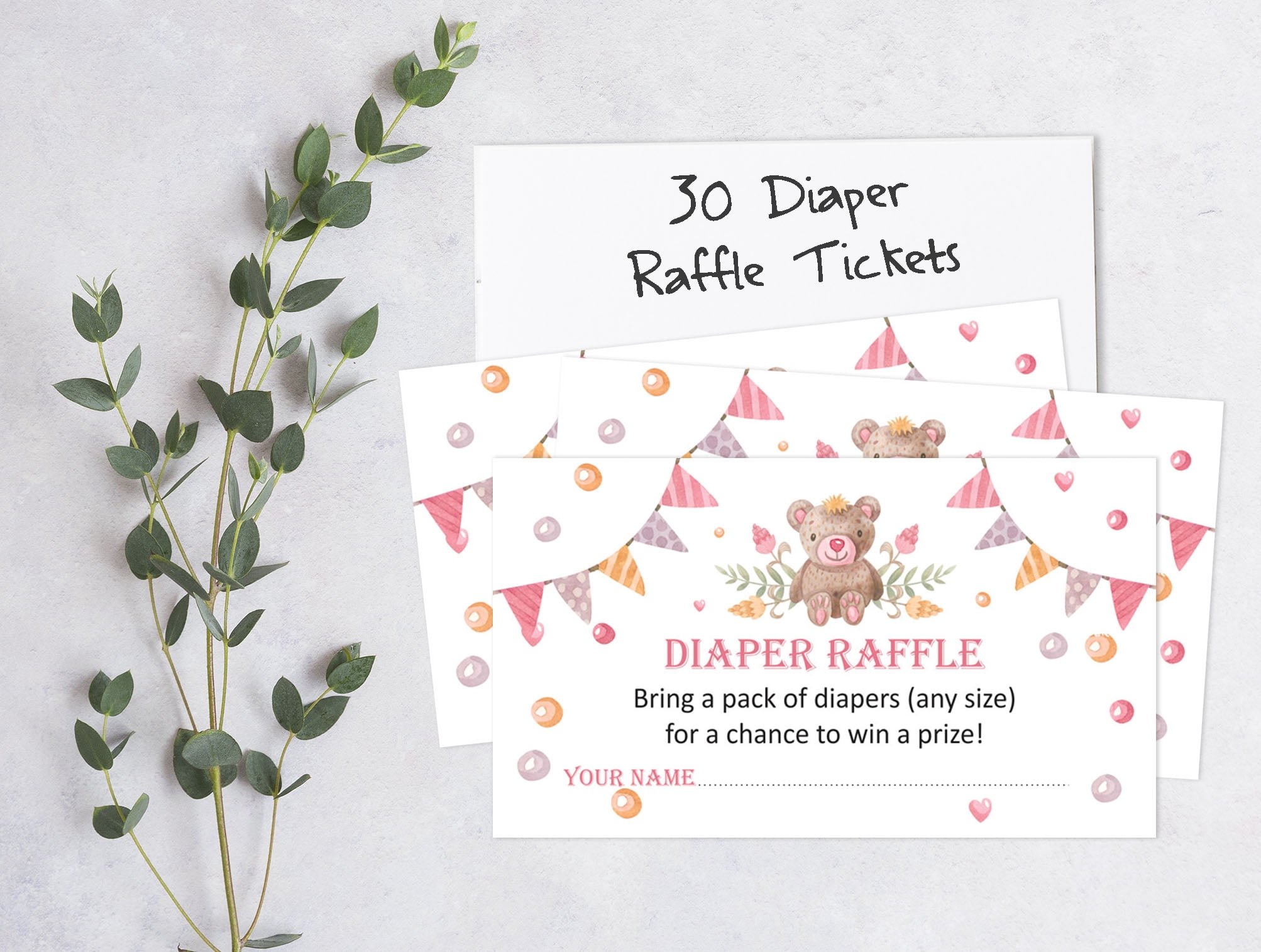 Inkdotpot Set Of 30Teddy Bear Baby Shower Invitations-Diaper Raffle Tickets And Baby Shower Book Request Cards Gender Neutral Invites Its A Boy Its A Girl
