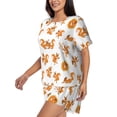 thumbnail image 2 of Naloa Squirrel Playing Women's Short-Sleeved Pajama Set, Loungewear, Summer pajamas, Breathable Cozy - Large, 2 of 9