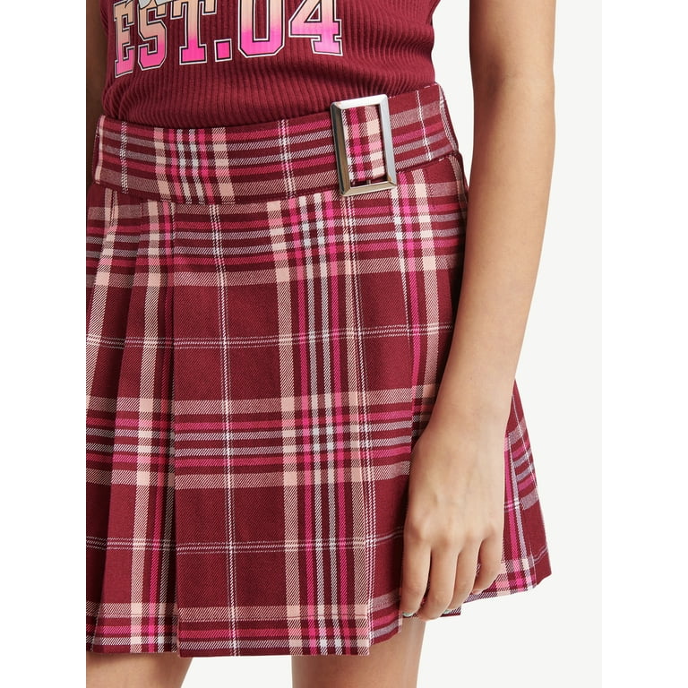 Justice red plaid clearance skirt