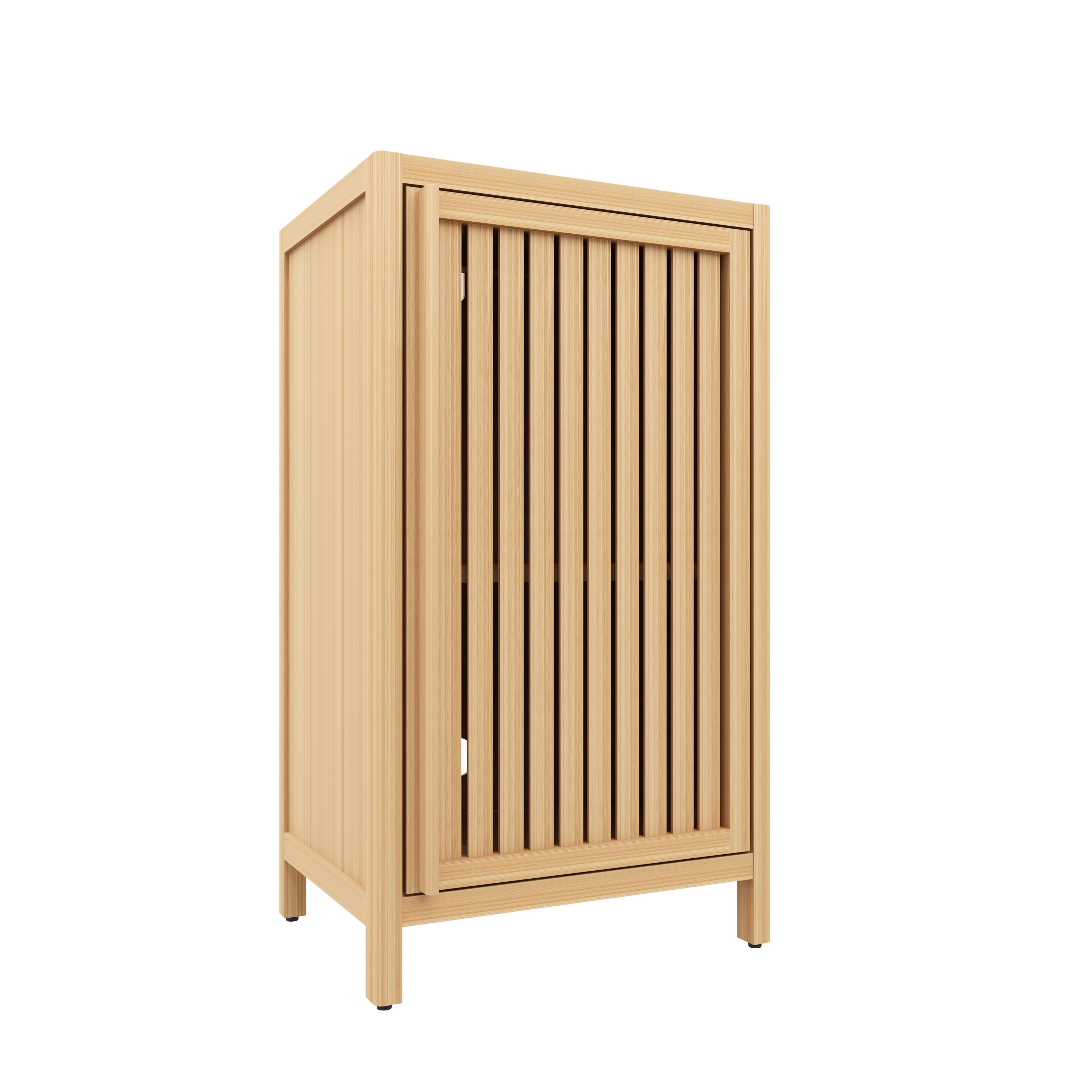 Freestanding Bamboo Storage Cabinet with Door & Shelf, Multi-Purpose Floor Cabinet for Bathroom Bedroom Hallway Kitchen