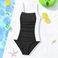 thumbnail image 6 of mgoYE Swimsuit for Girls 12-14 Teen Girls Swimsuit One Piece Swimsuits Ribbed Kids Bathing Suit for Girls Color Block Ruched Adjustable Strap Pad Swimwear(Black,13-14 Years), 6 of 6