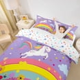 thumbnail image 2 of Metsweet Cartoon Unicorn Bedding, Colorful Flower Rainbow Duvet Cover Full,3pcs,1 Duvet Cover and 2 Pillowcases, 2 of 6