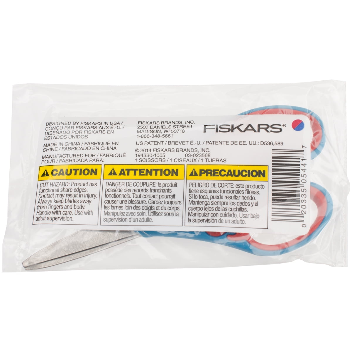 Fiskars Softgrip Kids Pointed Tip Scissors 5"Left Handed, Blue