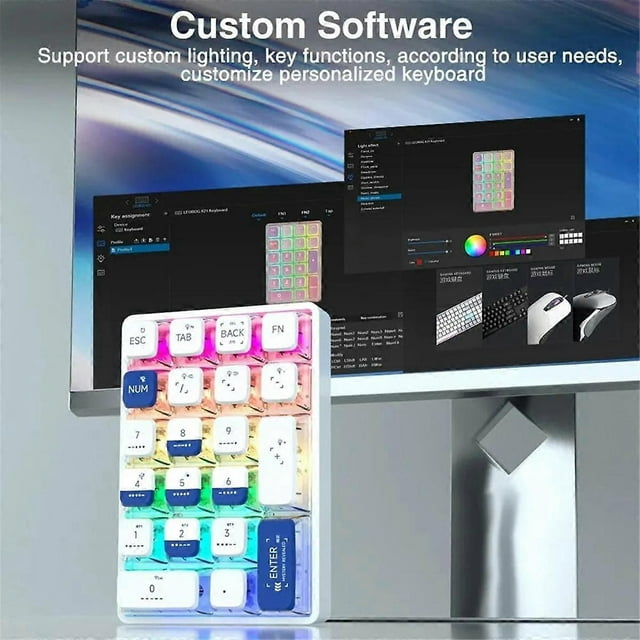Mechanical Keypad K21 Bluetooth Number Pad 21 Key Transparent Photoshop Accounting Numpad Gaming Keyboard