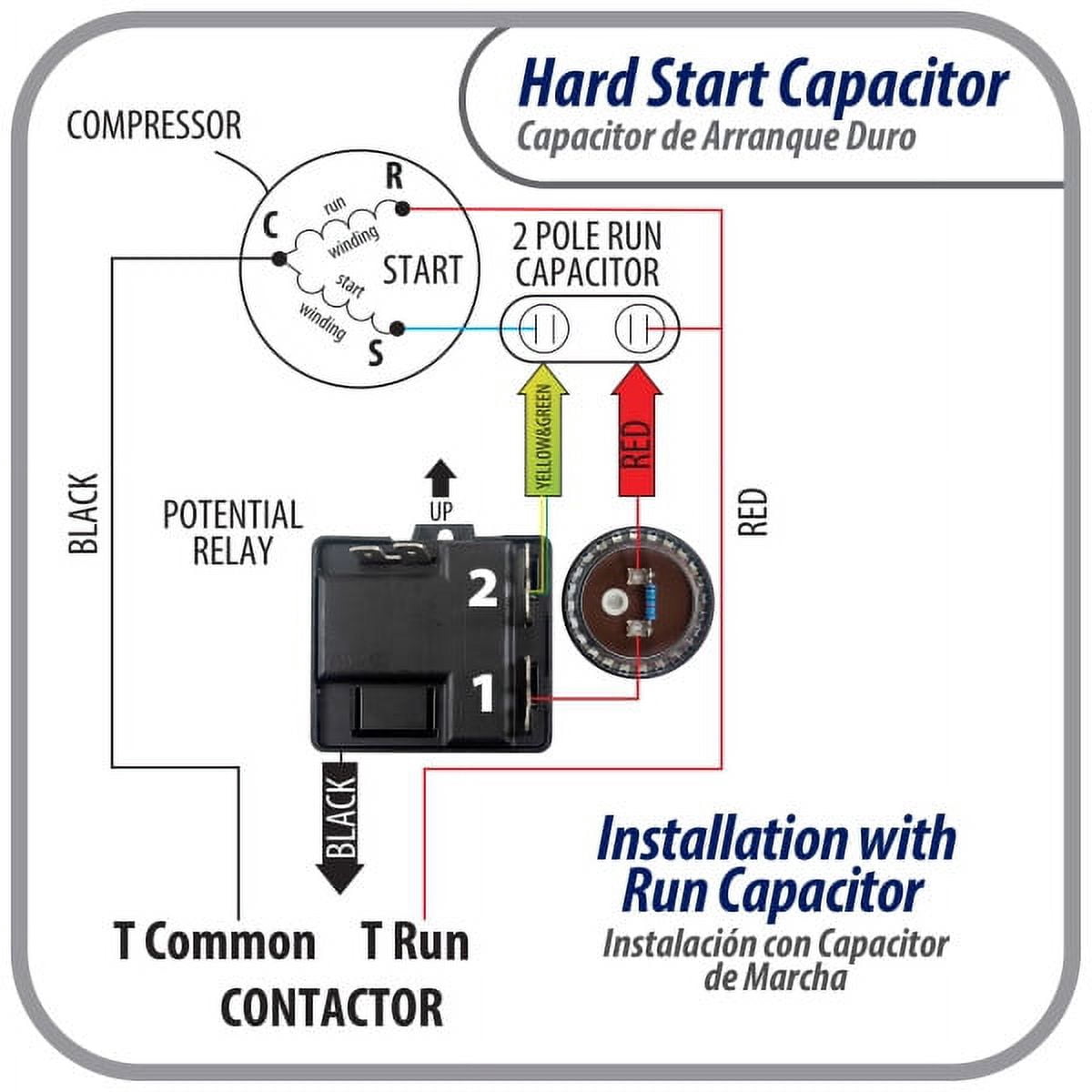 Appli Parts APHS-1 1 to 3 TON Hard Start kit 208-244 V, 1 Ph for air conditioner includes Capacitor 88-108mfd 330V and Potential Relay for Air Conditioner scroll and reciprocating compressors