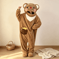 thumbnail image 4 of Funny Cartoon Coral Fleece Women’s Onesie Thickened Lazy Style Hoodless Jumpsuit Sleepwear, Soft Plush Polyester One‑Piece Pajama for Spring Autumn Winter Home Loungewear, 4 of 5