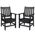 thumbnail image 1 of Gymax Patio Dining Chairs Set of 2 w/Wide Armrests Curved Seat Wood Grain for Backyard Black, 1 of 7