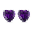 thumbnail image 2 of 14k White Gold Plated Over Sterling Silver 2 Carat Heart Created Amethyst Sapphire Stud Earrings, 2 of 4