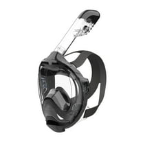 Full Face Snorkel Mask – Panoramic View, CO2-Free, 4X Oxygen, Anti-Fog, Dry Snorkel, Camera Mount, Silicone, Premium Straps | MOFLOW  CLEAR - Black S/M