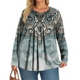 thumbnail image 5 of LNZGNM Womens Plus Size Tops Fall Loose Fit Flowy Shirts Long Sleeve V-Neck Floral Print Blouses 4x-5x Casual Tunics Blouses Dark Blue 2XL, 5 of 5