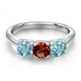 thumbnail image 3 of Gem Stone King 925 Sterling Silver Red Garnet and Blue Zircon Engagement Ring for Women | 2.25 Cttw | Round 5MM | Gemstone January Birthstone | Size 5, 3 of 6
