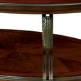 thumbnail image 3 of 48 Inch Oval Coffee Table Glass Top Scrolled Metal Legs Cherry Brown, 3 of 5