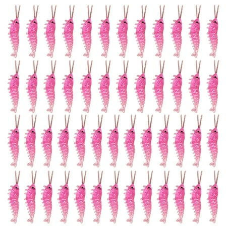 Zhuitw Luminous Saltwater Trolling Fishing Lures 3.5cm Shrimps Salt Water Fishing Lure 50Pcs Lingcod Rockfish Jigs Bite Resistant PVC for Saltwater Ocean Fishing