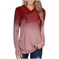 thumbnail image 2 of Chemises Femmes Décontractées d'Affaires Automne Hauts Manches Longues Chandail Col Roulé Dégradé Tee-Shirts Femmes Rouge P, 2 of 7