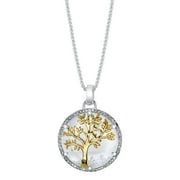 Believe by Brilliance 14Kt Gold Flash Plated Cubic Zirconia "Family is Everything" Family Tree Shaker Pendant Necklace, 18"+2"