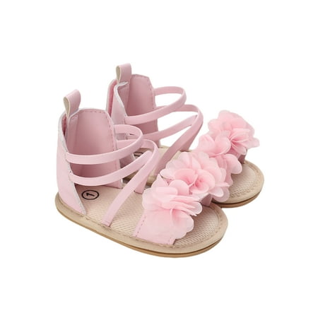 

Calsunbaby Infant Baby Girls Casual Sandals Newborn Flower Patchwork Bandage Soft Sole Non-Slip Princess Flat Shoes