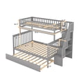 thumbnail image 4 of EUROCO Twin over Full Bunk Bed with Twin Trundle Bed and Storage Shelves for Kids, Three Beds with Storage for Kids Teens Adults, Gray, 4 of 11