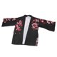 thumbnail image 2 of Men Cover Up Top Bracelet Sleeve Open Front Jacket Color Printing Decor Top Japanese Style Black M, 2 of 22