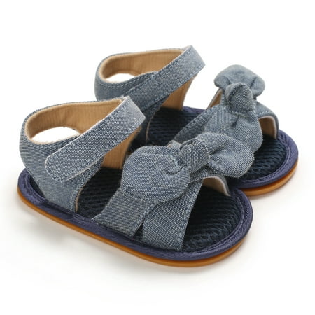 

Calsunbaby Infants Baby Girls Summer Bow Sandals Soft Sole Non-Slip Open Toe Flats Newborn Pre-Walkers