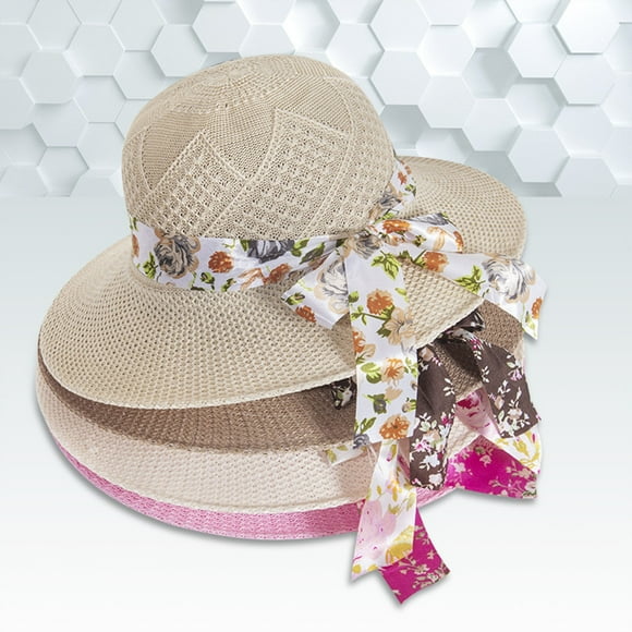 Travelwant Summer Straw Hat Bowknot Beach Sun Protection Hats Wide Brim Caps Summer Beach Sun Protective Hat Straw Hats for Women