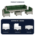 thumbnail image 6 of 7-Piece Outdoor Patio Furniture Set, PE Wicker Rattan Sectional Sofa Conversation Set with Tempered Glass Table & Thick Cushions - All-Weather Garden, Backyard Furniture,Dark Green, 6 of 7