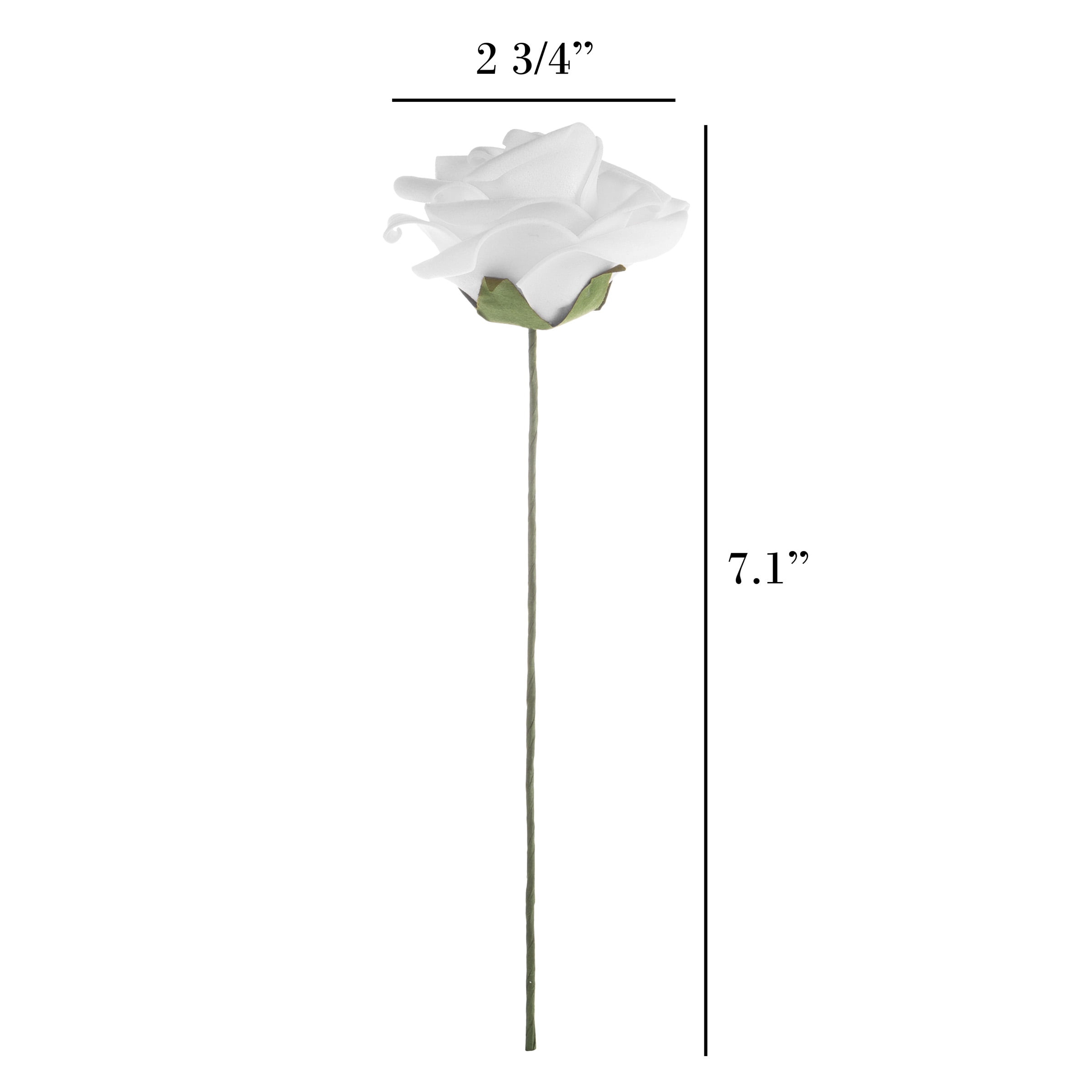 Pure Garden 50-piece Set Artificial Roses with Stems - Real Touch Fake Flowers (White)