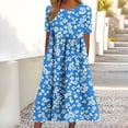 thumbnail image 2 of Fewfanhot Women's Dresses Summer Short Sleeve Midi Dress with Pockets Casual Aline Flowy Tshirt Dress Floral Vocation Beach, 2 of 7