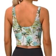 thumbnail image 4 of Uemuo Watercolor Palm Tree Pattern Women's Sports Bra - High Impact Support, Breathable, and Comfortable Athletic Bra for Running, Yoga, and Workouts, 4 of 9