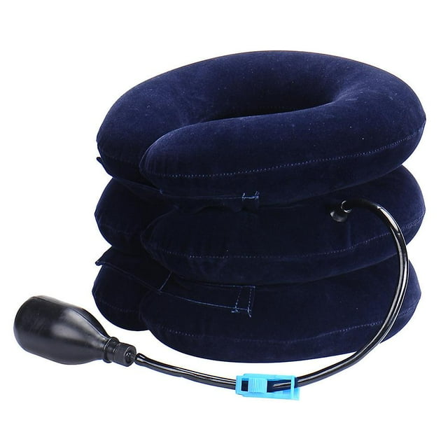 Cervical Cervical Traction Device Inflatable Neck Support (Blue), Adjustable Neck Brace is Good for Spinal Alignment and Chronic Neck Pain Relief, Tr