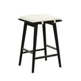 thumbnail image 5 of Nathan James Barker Counter Height Solid Wood Barstool with Upholstered Cushion, Backless Island Stool with Rubberwood Legs and Natural Textured Linen Upholstery for Kitchen, Black/White, 5 of 7