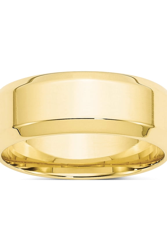 10K Yellow Gold 10Ky 8mm Bevel Edge Comfort Fit Band Size 11 Made In United States 1bec080-11