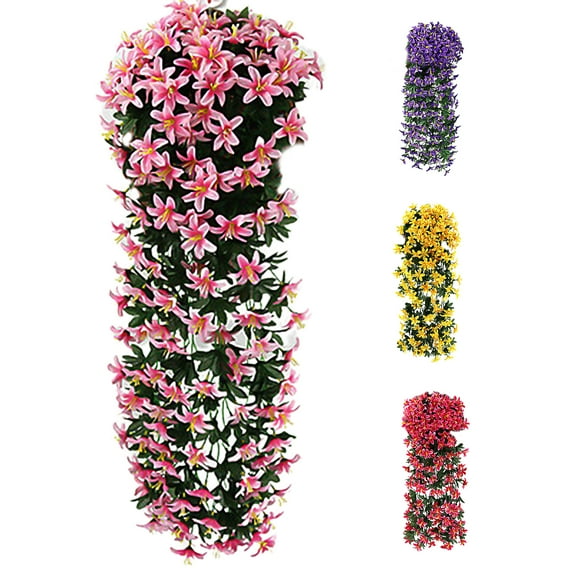 SPRING PARK 2Pcs Artificial Lilies Lily Plant Small Flowers Home Office Interior Decor