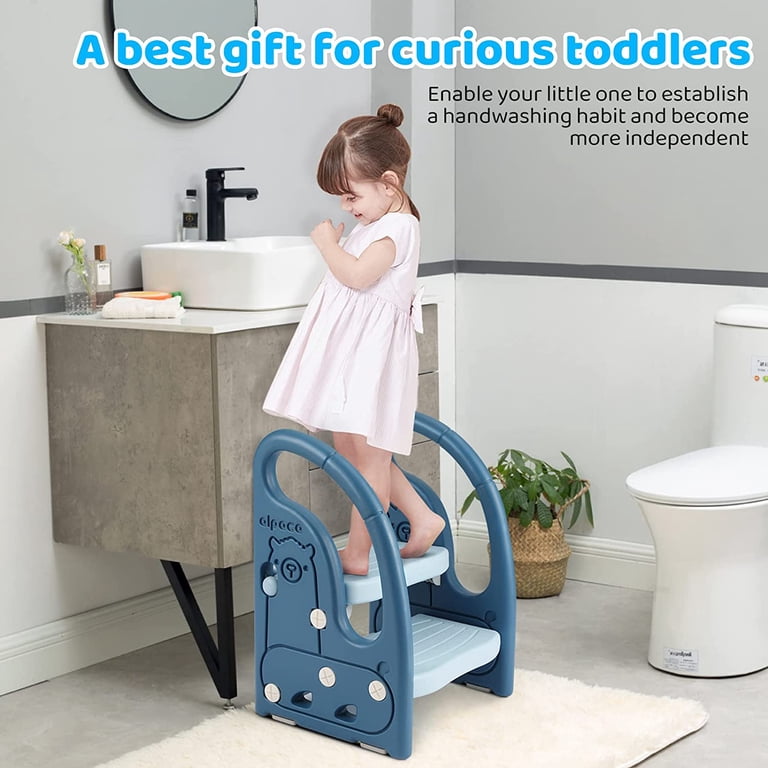 2-Pack Toddler Step Stools With Handles - Heavy Duty Kids Step Stool For Bathroom & Kitchen