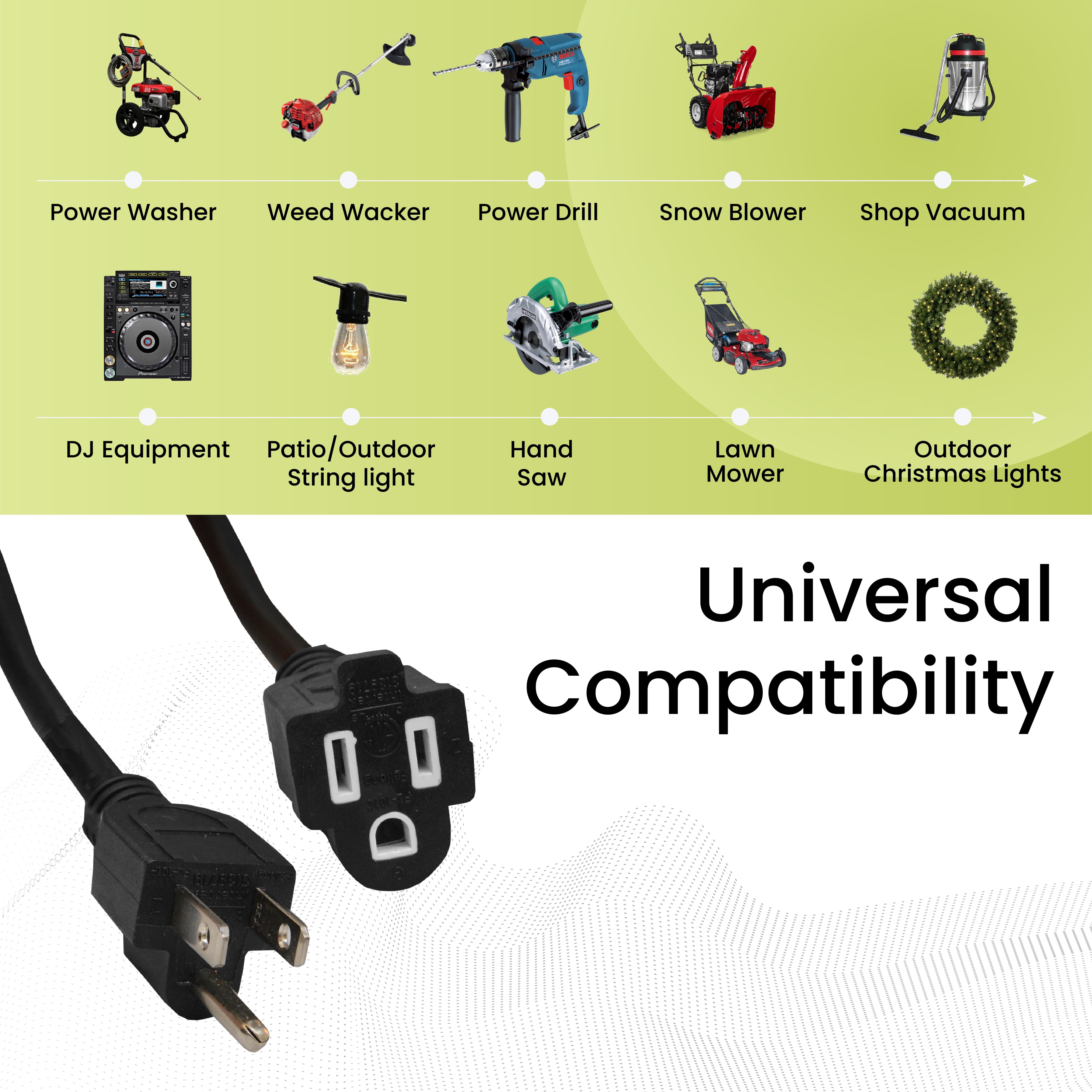 GoGreen Power Inc. 16/3 100ft Black Outdoor Extension Cord - Heavy Duty, Moisture Resistant - Perfect for Tools & Equipment - GG-13700BK