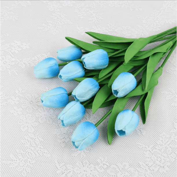 Xiao Hua 12 tulipanes artificiales, flores falsas, flores artificiales para decoración de bodas
