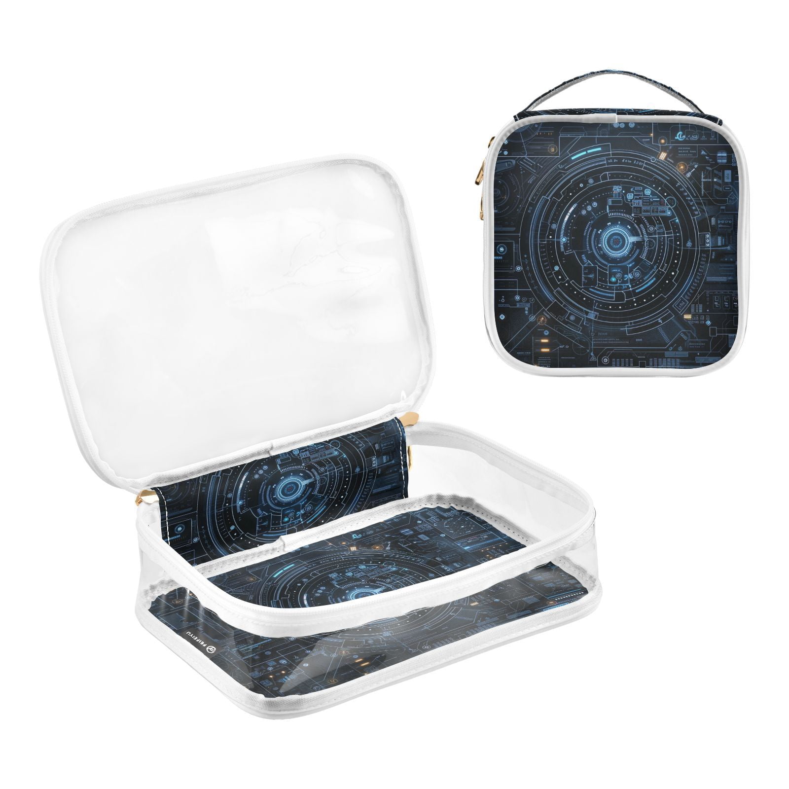 Clear Makeup Bags with Handle Large Opening 2 Pack Set Toiletry Bag Quart Size Bag, for Women Man Traveling Travel Essentials, Toiletries and Other. Game Graphic Capture