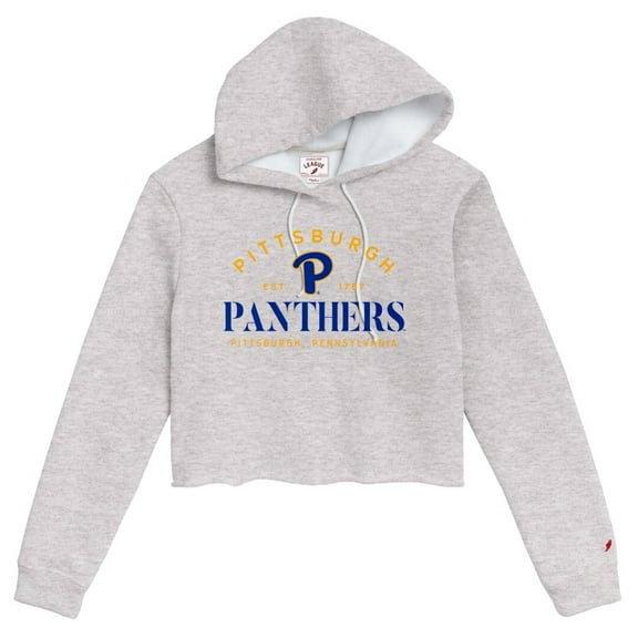 Women's League Collegiate Wear Ash Pitt Panthers 1636 Cropped Pullover Hoodie