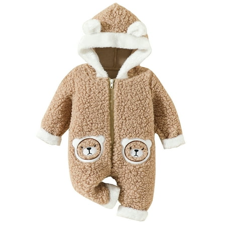

LAPAKIDS Baby Boy Girl Clothes Romper Hooded Jumpsuit Long Sleeve Fleece Infant Outfits 9-12 Months