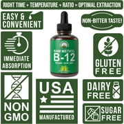 Raw Methyl B12 Liquid Drops. Sublingual Fast Acting Advanced Vegan B 12 Liquid Vitamin Supplement. High Bioavailability Methylcobalamin B-12 Vitamins for Energy, Focus and Relief. for Men + Women