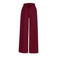 thumbnail image 5 of Womens Barrel Sweatpants Wide Leg Straight Plus Size Drawstring High Waist Loose Workout Athletic Joggers Pants Wine, 5 of 6