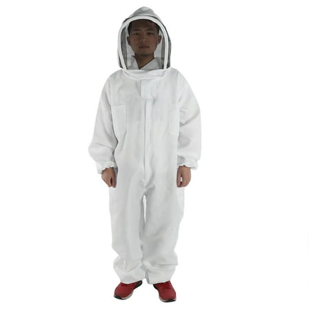 Professional Beekeeping Protective Full Body Jacket Smock Suit with Veil Hood (XXXL)