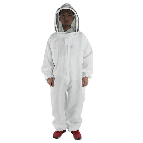 Professional Beekeeping Protective Full Body Jacket Smock Suit with Veil Hood (XXXL)