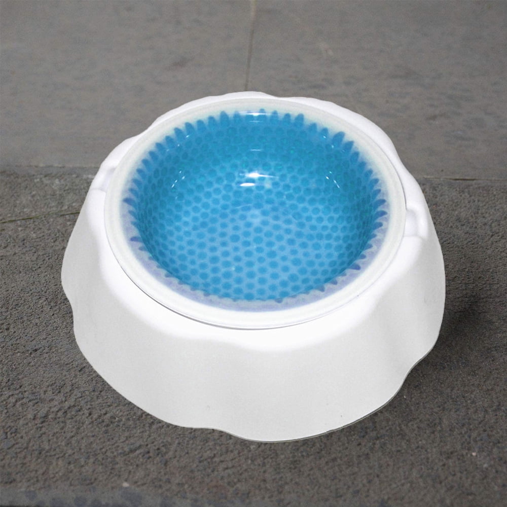 Taiwo Pet Bowl Pet Water Bowl Frosty Bowl Chilled Pet Water Dish Keeps Water Cold Up Blue