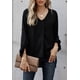thumbnail image 1 of Blusa de mujer con mangas 3/4 y escote en V, tops elegantes, túnica casual, 1 of 5
