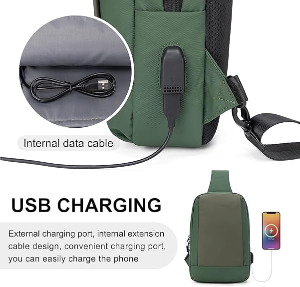 Kabaqoo Crossbody Sling Bag for Travel Work, Shoulder Chest Backpack for Men and Women Green
