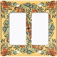 thumbnail image 6 of Metal Light Switch Plate Cover Yellow Orange Mandala Flower Tile Pattern TIL038, 6 of 13